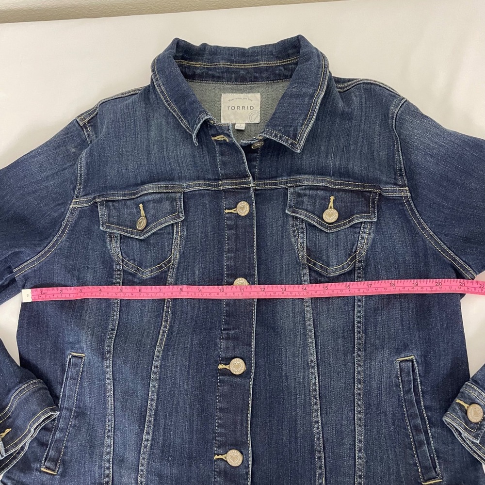 Torrid Jean Jacket Womens Plus 1X Blue Stretch Denim Pockets - Picture 7 of 9